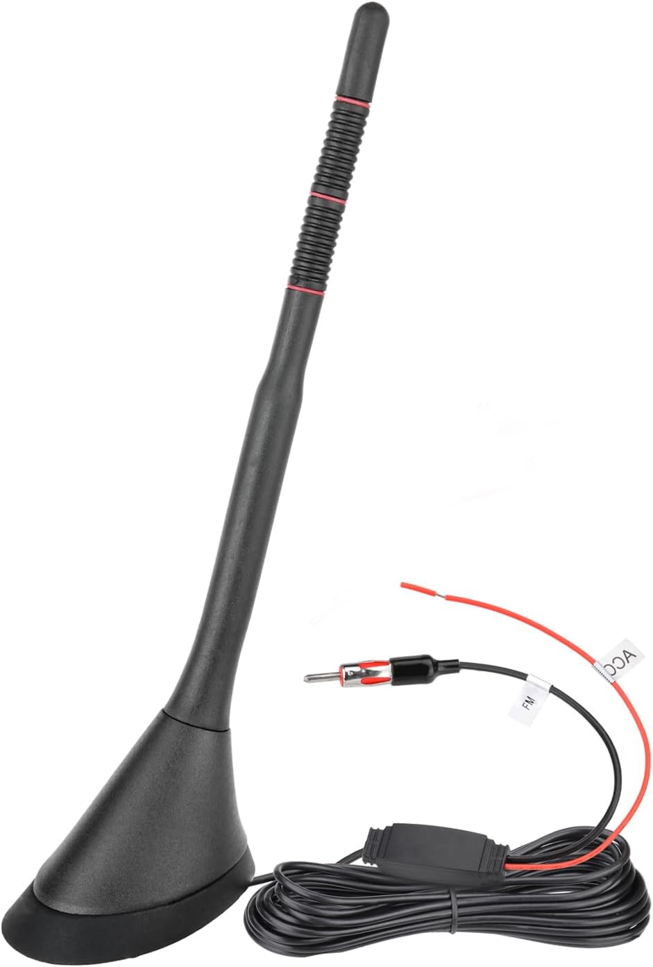 Eightwood Auto Antenne Dach FM AM Aktive Antenne Autoradio mit Verstärker Autoantenne Kurz + 5m Verlängerungskabel für Auto LKW SUV Stereo Receiver Media Head Units Digital Radio FM Tuner