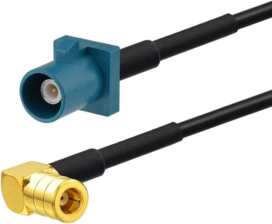 Eightwood DAB Antennenkabel SMB Fakra Kabel Fakra Z Stecker auf SMB Stecker abgewinkelt Koaxial RG174 30cm 1ft Kompatibel zu DAB Autoantennentoppern AM/FM Blaupunkt Pionier Clarion Alpine usw.