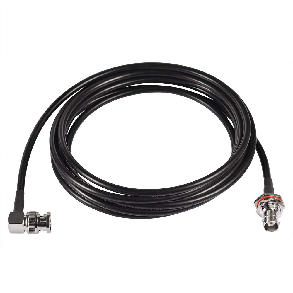 Eightwood BNC Bulkhead Female to BNC Male Right Angle Coax Cable RG58 10 Feet for Wireless Mobile Receiver Antenna, CB Radio,VHF UHF Ham Radio