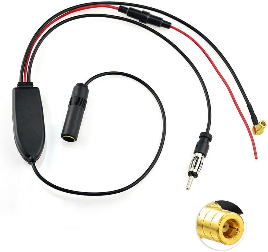 Eightwood DAB+ Antenne FM/AM SMB Female DIN Male Digital Radio Antenne Splitter Mit Signal Amplifier RG174 für Blaupunkt Pioneer MVH-X580 DAB MEHRWEG