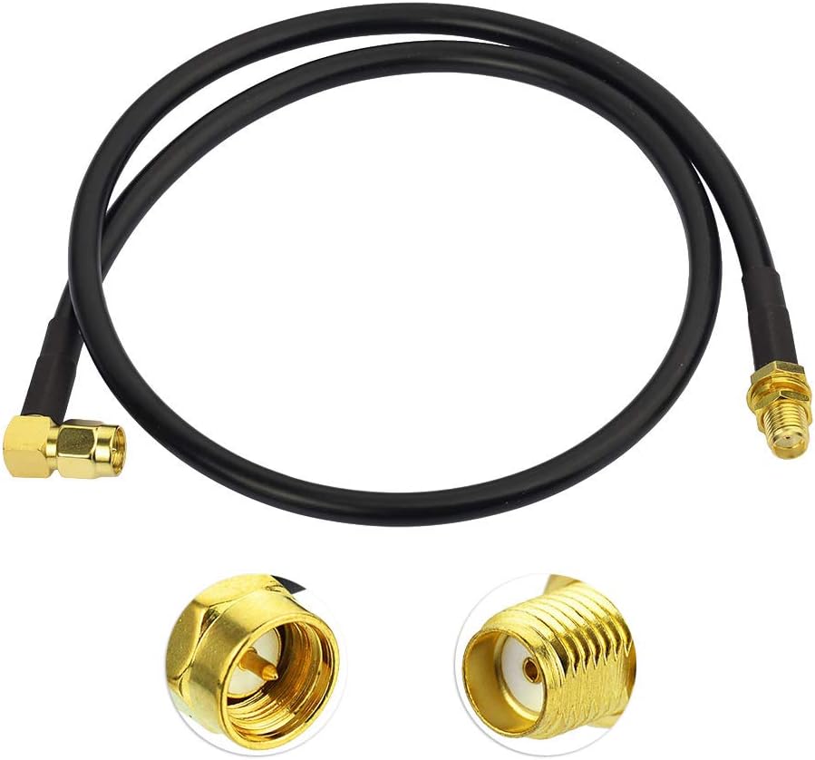 Eightwood 4G Antenne SMA Adapter Kabel - Buchse Schott auf Stecker Winkeladapter RF RG58 50cm für WiFi Router WiMax Handfunkgerät MEHRWEG