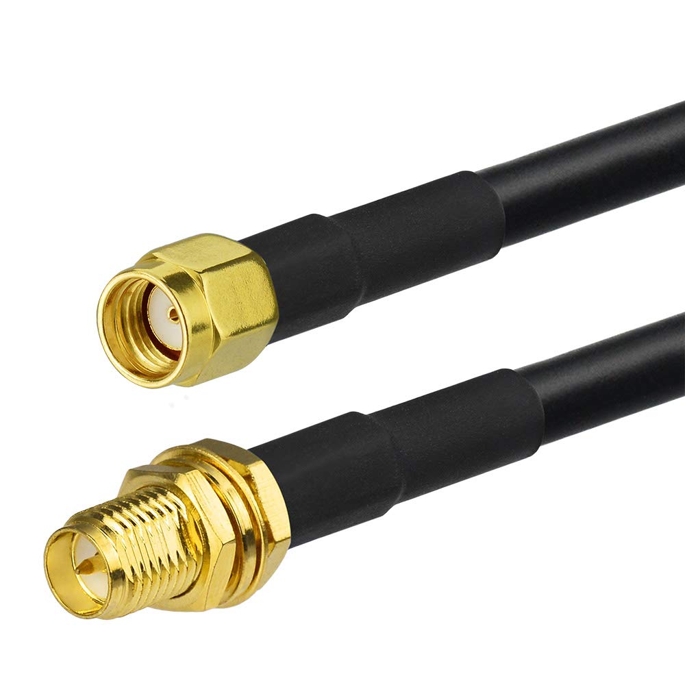 Eightwood RP-SMA Male to RP-SMA Bulkhead Female ALSR240 Extension Cable 10 Feet for WiFi Antenna, Wireless Router, PCIe Network Card, Security IP Camera