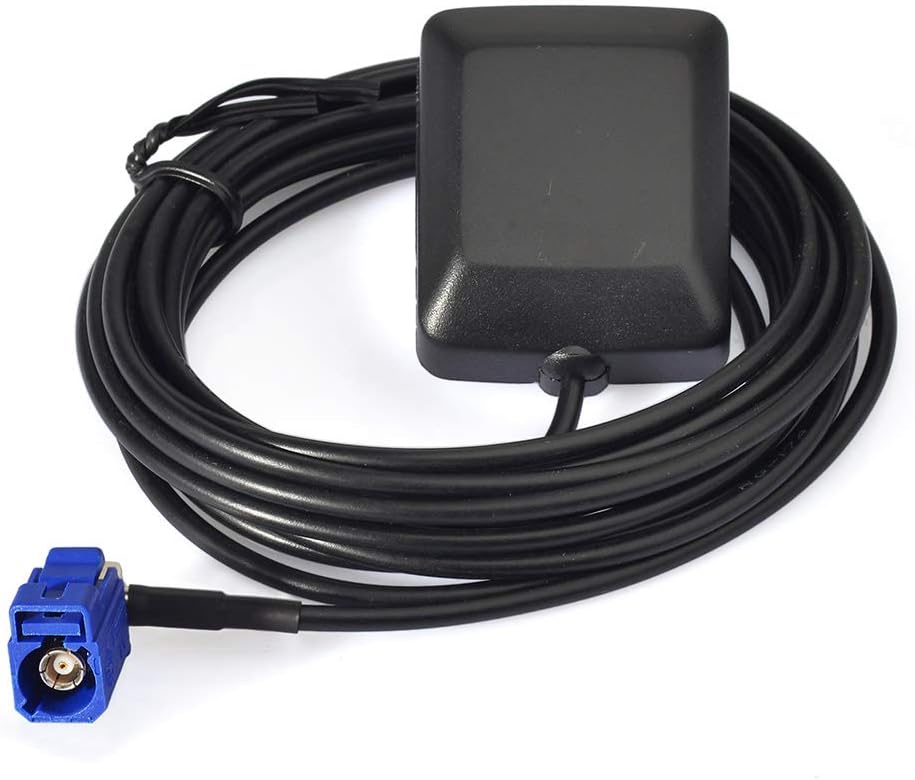 Eightwood Waterproof Active Navigation GPS Antenna Fakra Blue C Female Right Angle Magnetic Base for Car Stereo Head Unit