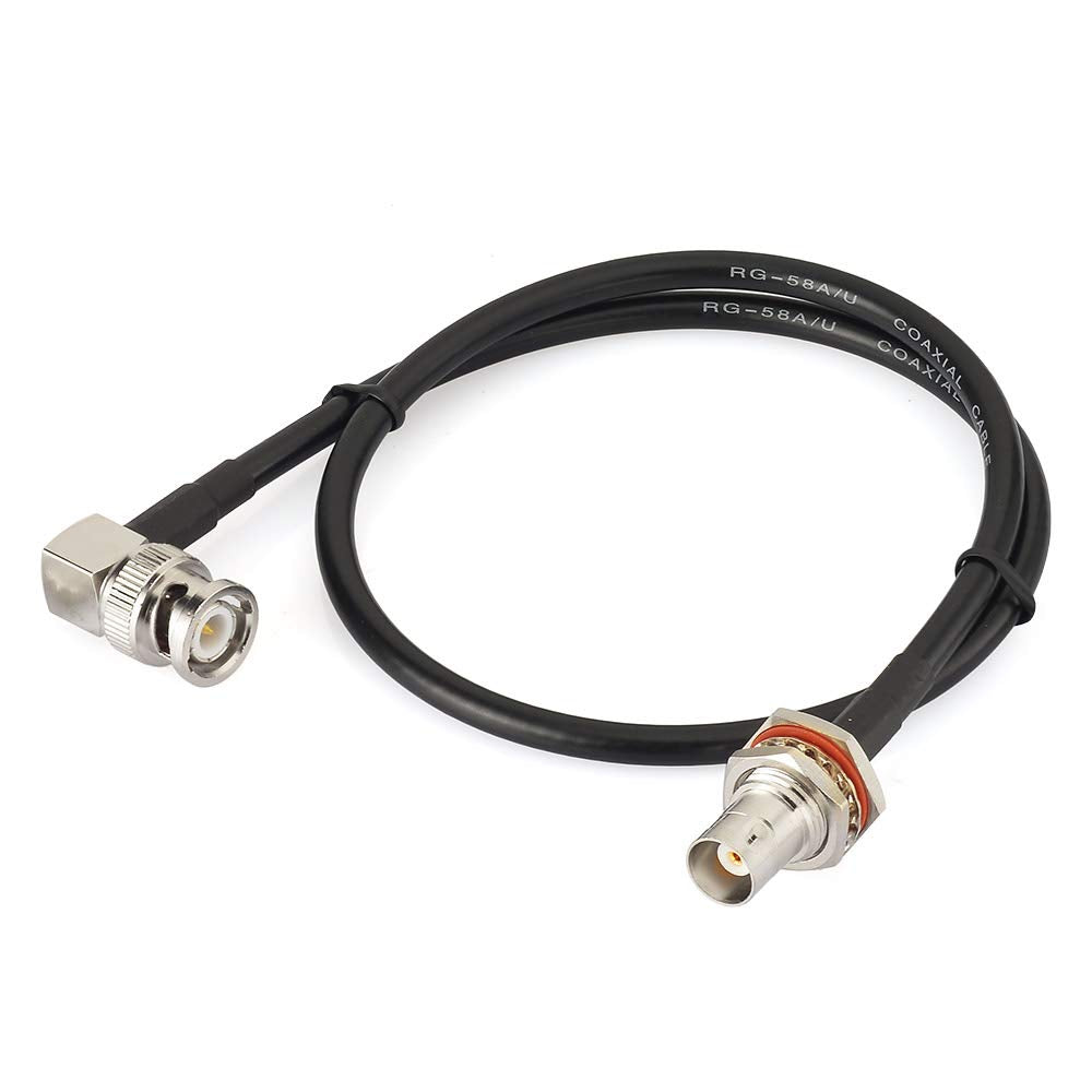 Eightwood BNC Bulkhead Female to BNC Male Right Angle Adapter RG58 Cable 50cm/ 1.6 feet