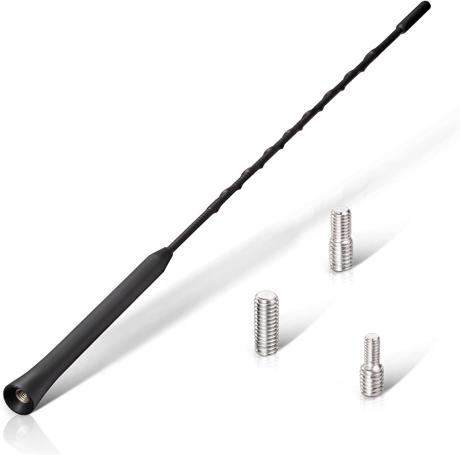 Eightwood Vehicle Antenna Replacement 16 inch, AM FM Universal Roof Mount Car Radio Antenna Mast, Flexible Rubber Antennae with M4 M5 M6 Threaded Adapter