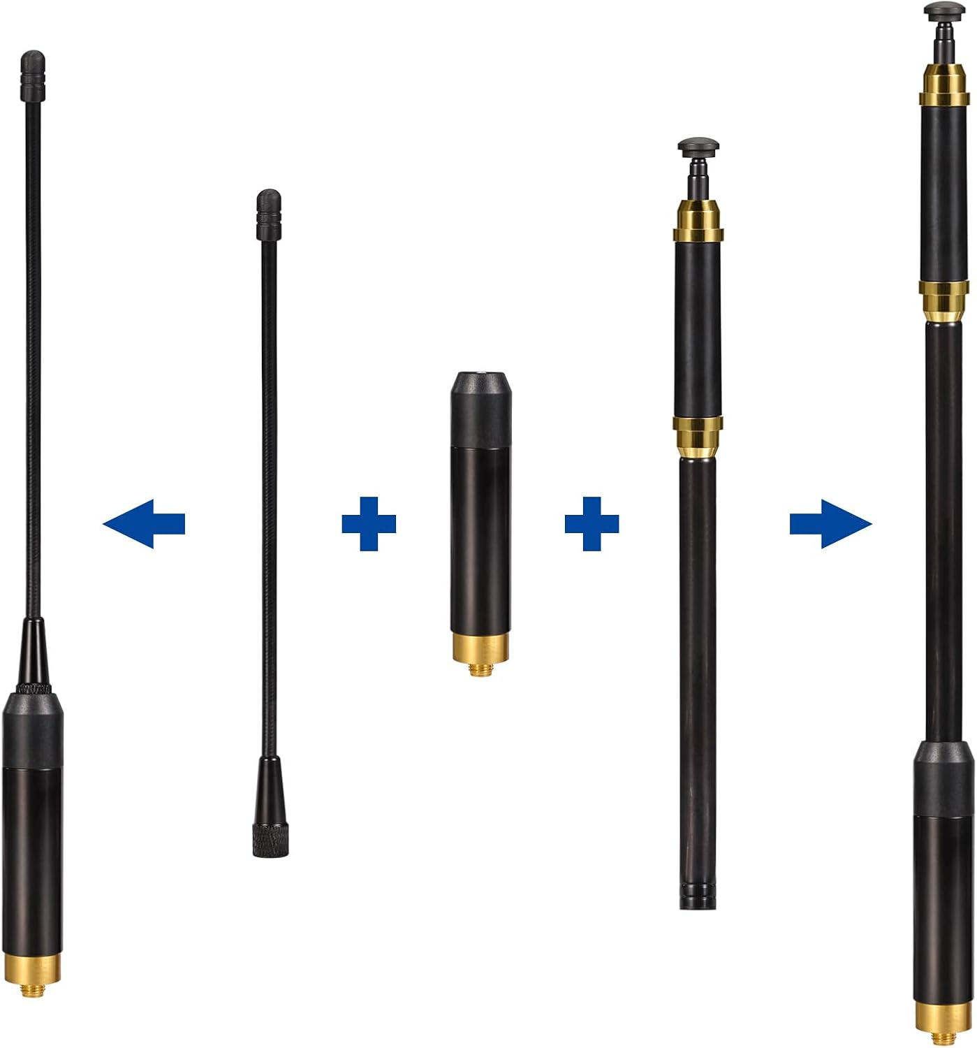 Eightwood Dual Band VHF UHF Antenne Ham Radio Antenne Teleskopantenne SMA Buchse 5,5dBi 136–174/400–470 MHz für Baofeng UV-5R UV-82 Quansheng Wouxun Ham Radio Walkie Talkie Two Way Radio