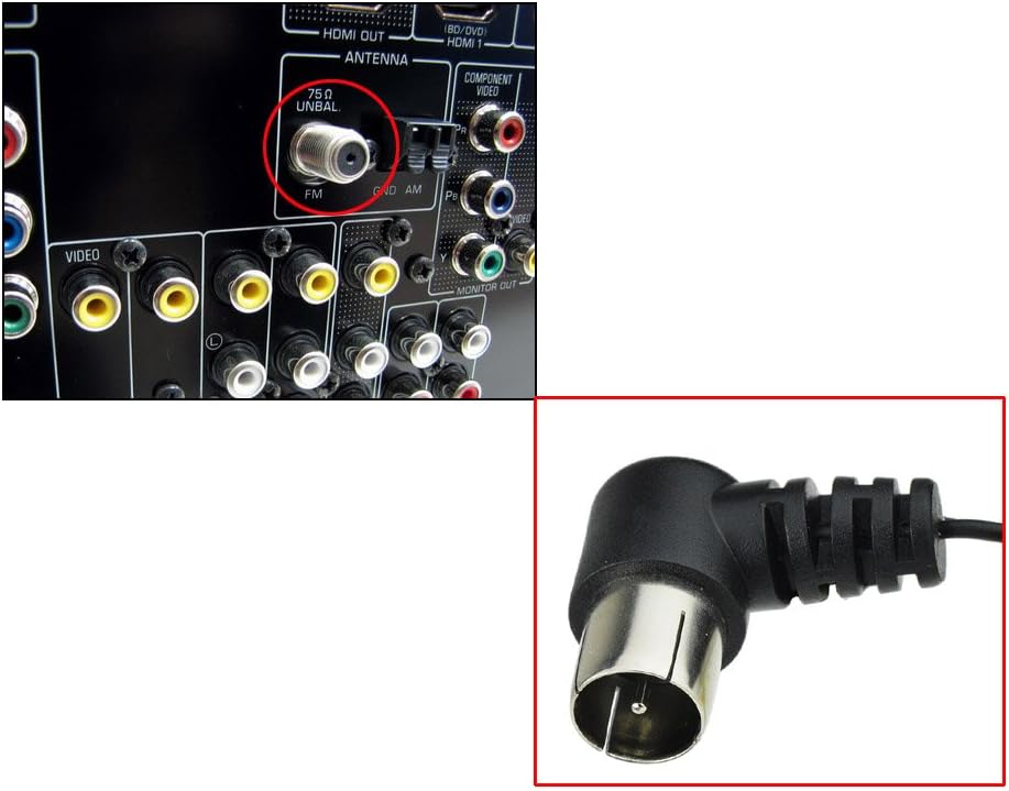 Eightwood FM Antenne 75ohm Unbal F Adapter Signal Antenne für Yamaha Sony Bose Sherwood Pioneer Oenon Onkyo Audio MEHRWEG
