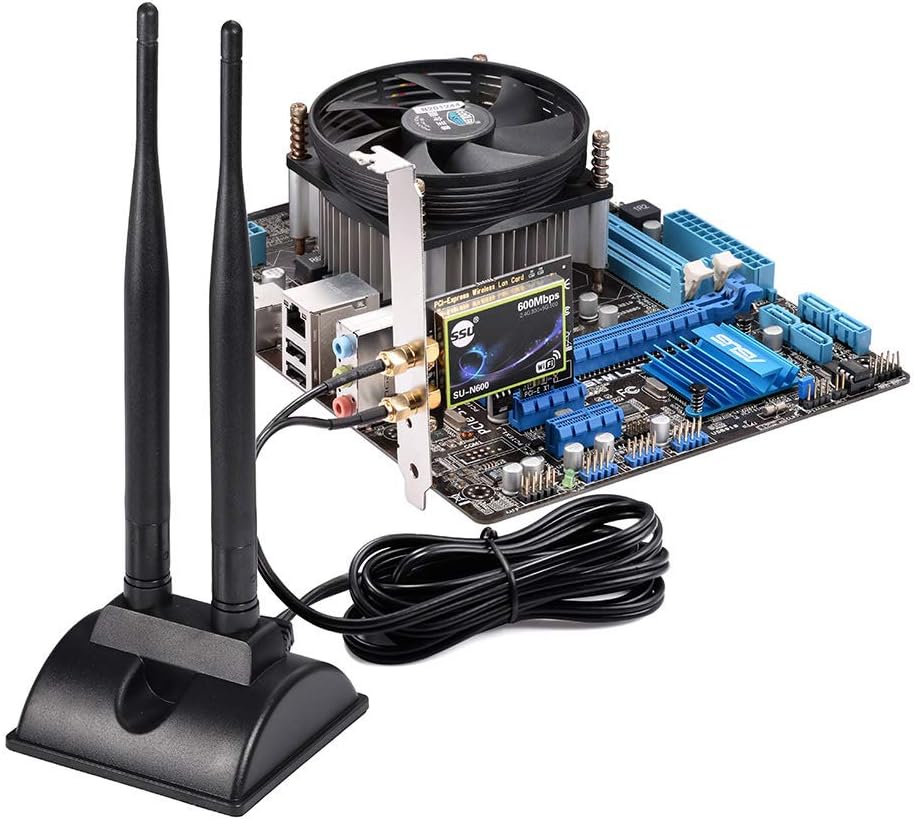 Eightwood WiFi Antenne 2.4G / 5.8G Dual Frequency Magnetic 6dBi RP-SMA Adapter 2m Verlängerungskabel für WLAN PCI WiFi Karten Wirelesse Router Bluetooth TP-Link Dlink MEHRWEG
