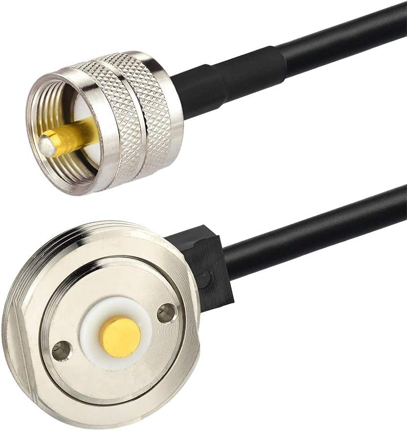 Eightwood NMO Antenna Mount to UHF Male PL259 Extension Cable RG58 16.4 Feet for Yaesu Vertex Icom VHF/VHF CB Mobile Radio Antenna