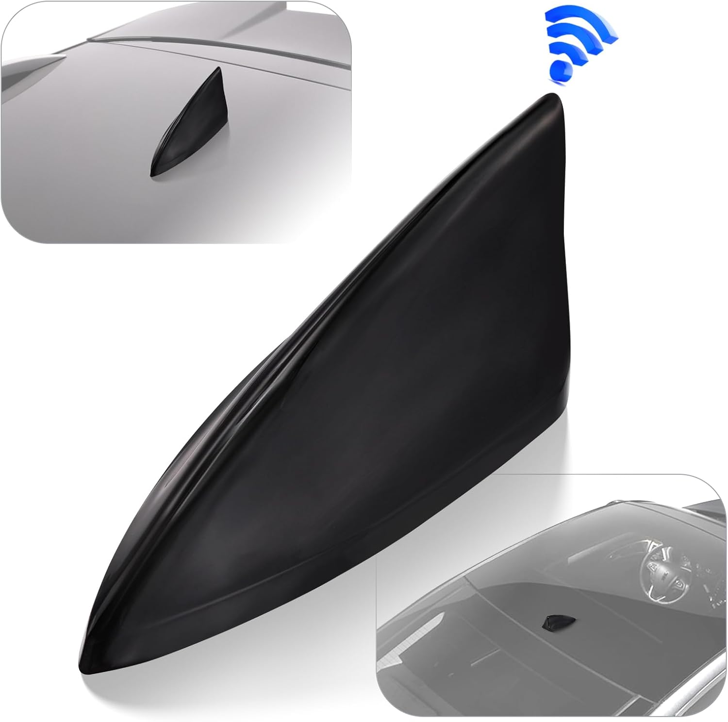 Eightwood Shark Antenne Auto Haifisch Antenne AM FM Radio Antenne Auto Antenne Kurz Dachantenne Universal Shark Fin Roof Antenna mit Verstärker Schwarz