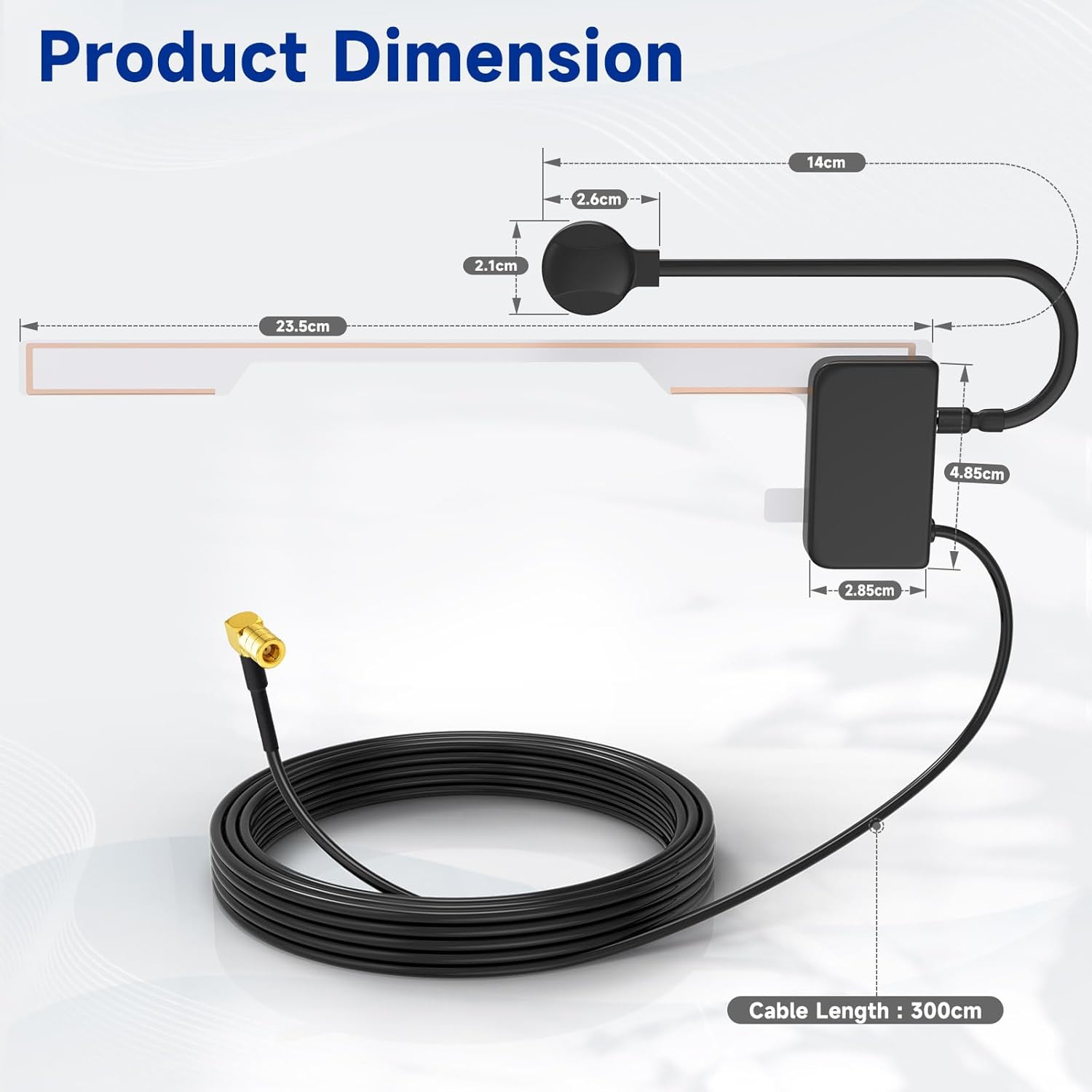Eightwood DAB Antenne Auto FM AM SMB Digtial DAB Autoradio Antenne mit 3 Meter DAB Scheibenantenne Glass Mount für Blaupunkt Pioneer Clarion Alpine