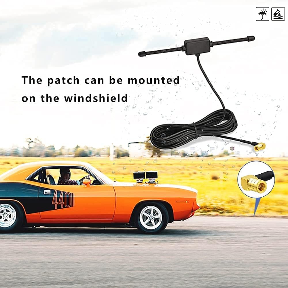 Eightwood DAB+ Antenne DAB Auto Radio Antenne SMB Adapter Patch Aerial Glas- Mount Windshield Antenne mit SMB Right Angle Plug 3 Meter 9.8ft Antenne für Auto Radio DAB MEHRWEG