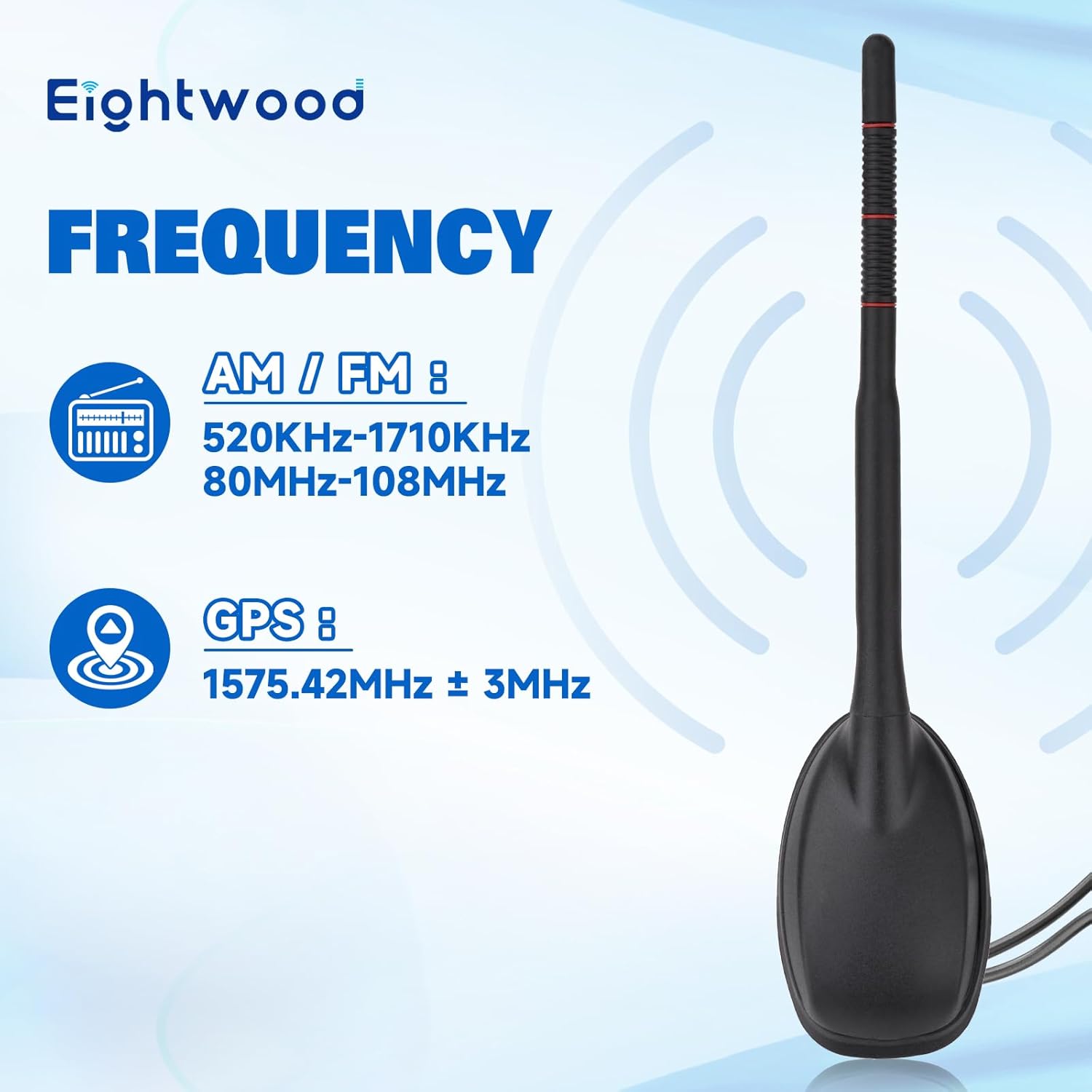 Eightwood FM/AM GPS Dachantenne Auto Radio Antenne Aktive Autoantenne mit Verstärker Auto Radio Amplifier 5M Verlängerung Kabel für Pioneer Blaupunkt Pioneer Clarion Alpine Digital Tuner