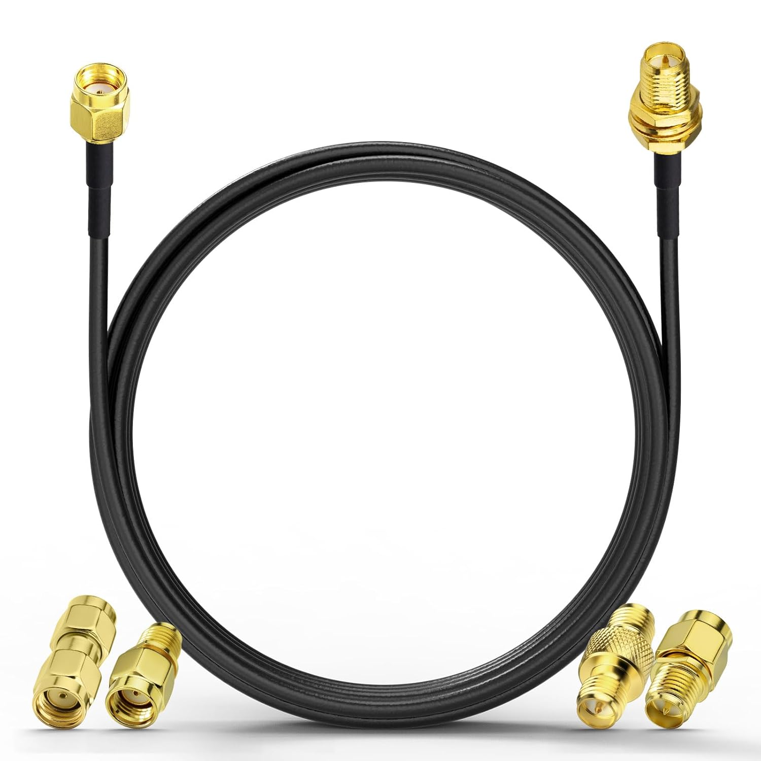 Eightwood RP-SMA Stecker auf RP-SMA Buchse Adapterkabel 5 m ALSR100 Low Loss Koaxialkabel Pigtail Kabel für WLAN Router WiFi Antenne Netzwerkkarte SDR LTE FPV Radio