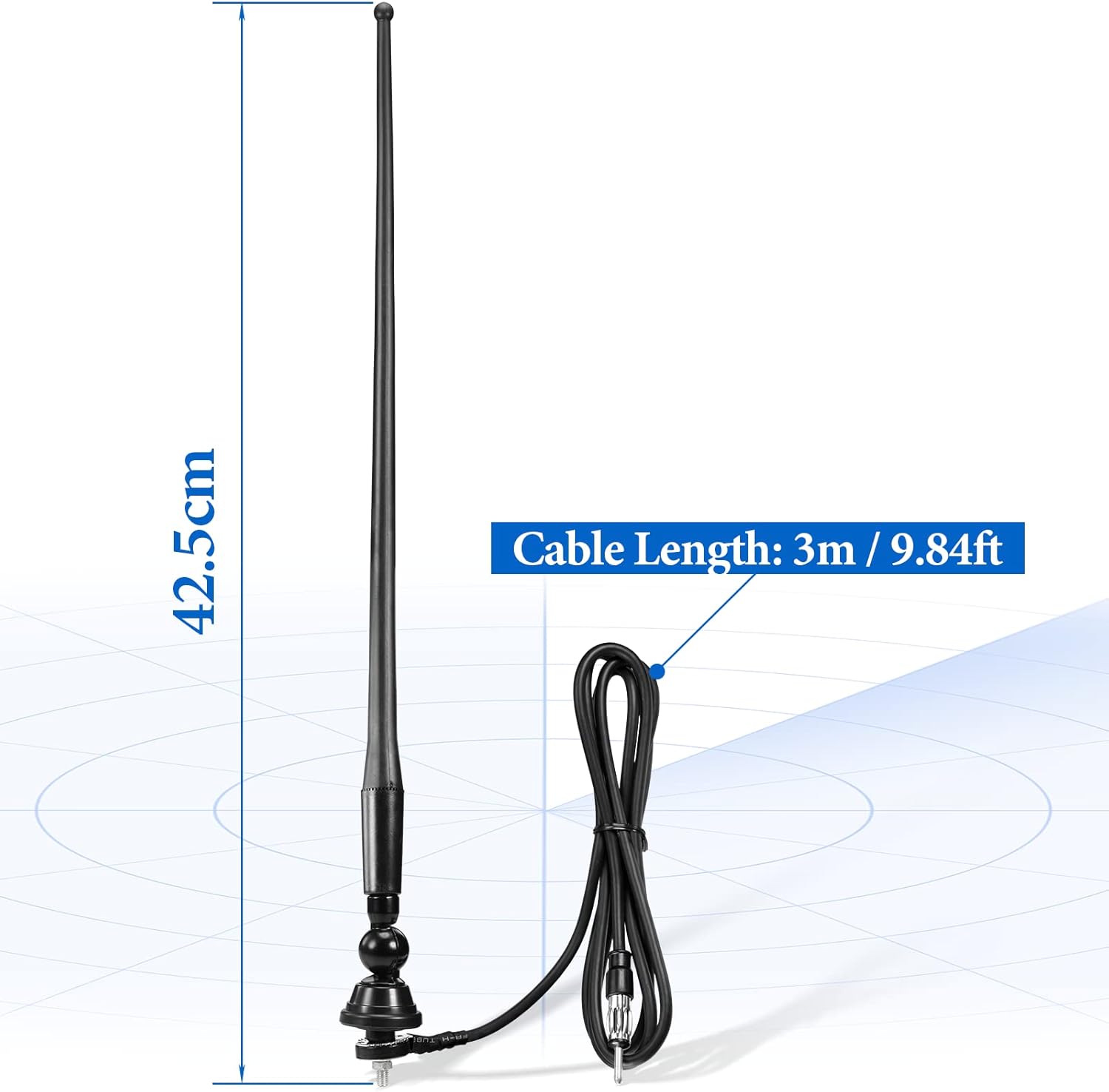 Eightwood Marine-Radioantenne, wasserdicht, AM-FMM-Antenne, kann verwendet werden für Boot, Auto, LKW, Wohnwagen, Wohnmobil, Yacht