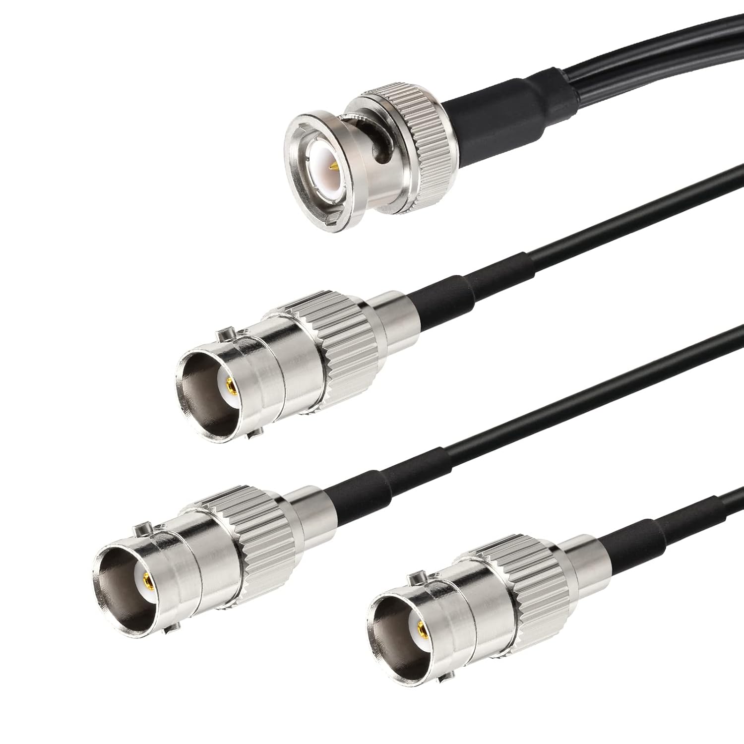 Eightwood BNC Splitter Cable 6in BNC Male to Triple Female Adapter Pigtail 50 Ohm for CCTV Camera Ham Radio Antenna Scanner