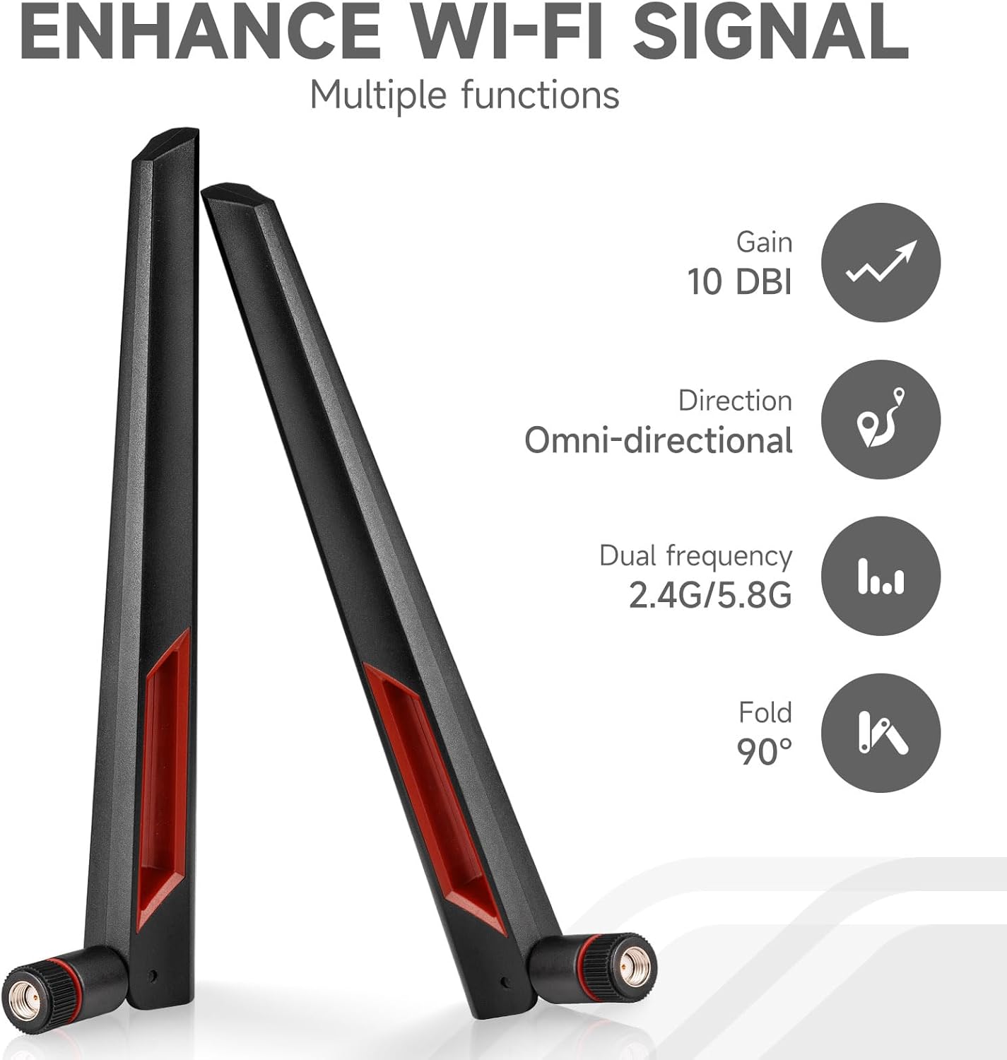 Eightwood WiFi Antenne WLAN Antenne 2.4g/5.8g 10 dBi RP-SMA Antenne Dualband für PC Motherboard Router Camera PCI-E Network Card ASUS RT-AC68u…