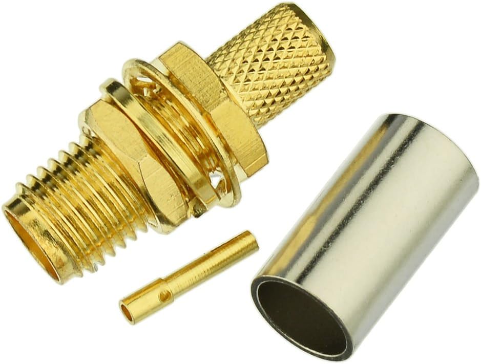 Eightwood SMA Jack Buchse Schott Gerade Panel Crimp für RG58 LMR195 Kabel Drahtlose Wlan 4G Wifi Antennenverlängerungskabel Wifi Kamera 10 stücke MEHRWEG
