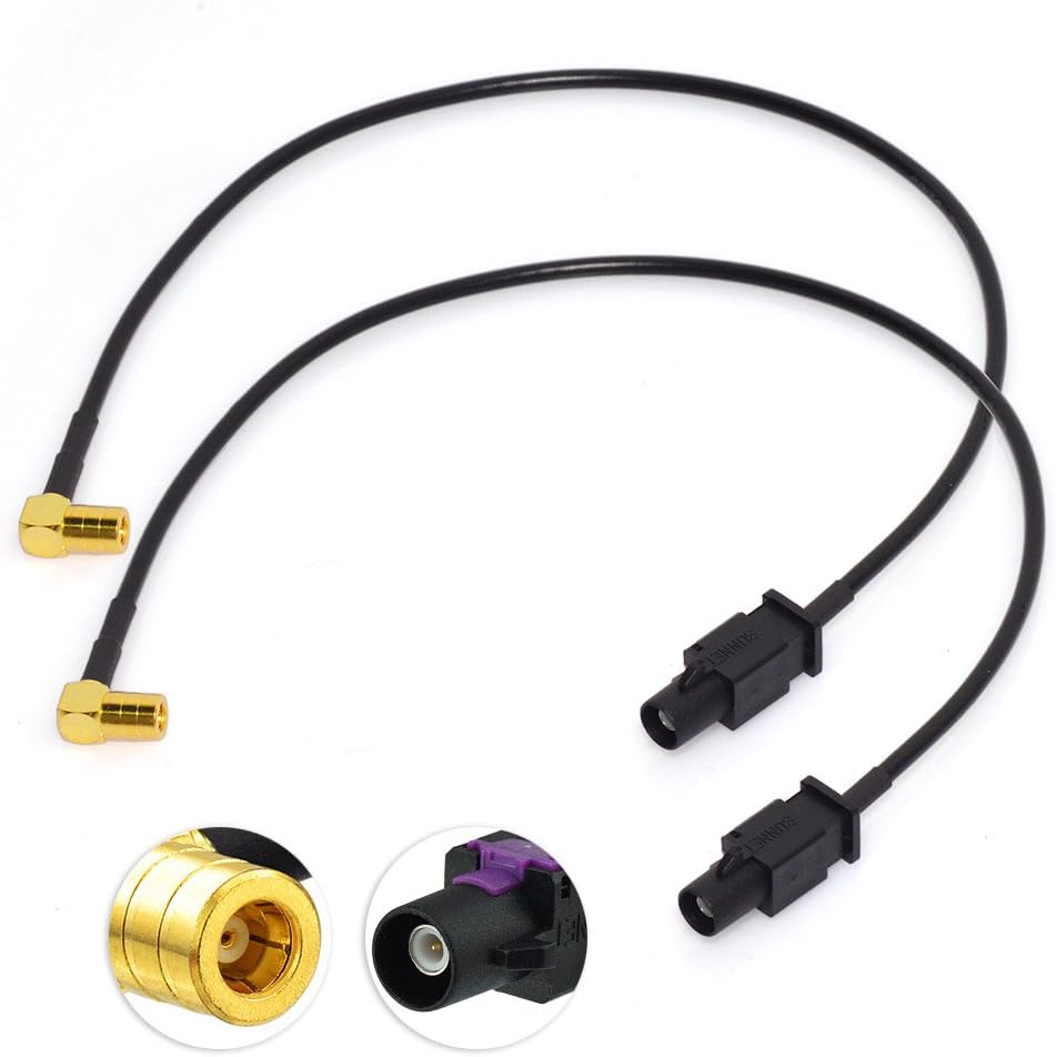 Eightwood SMB Fakra Kabel SMB Right Angle Plug auf Fakra A Male DAB Antenne Kabel RG174 30cm 12inch 2 Stücke für Ham Radio MEHRWEG