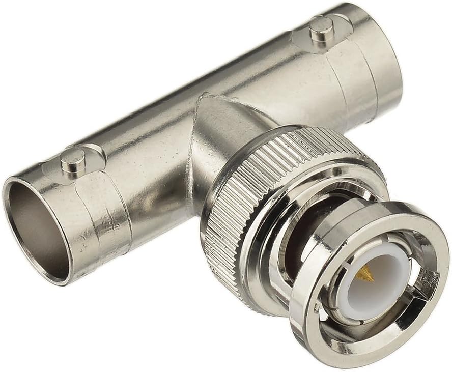 Eightwood BNC Tee Adapter 2-Pack, BNC Male to Dual Female Connector 3 Way Video Splitter for CCTV Security Cameras