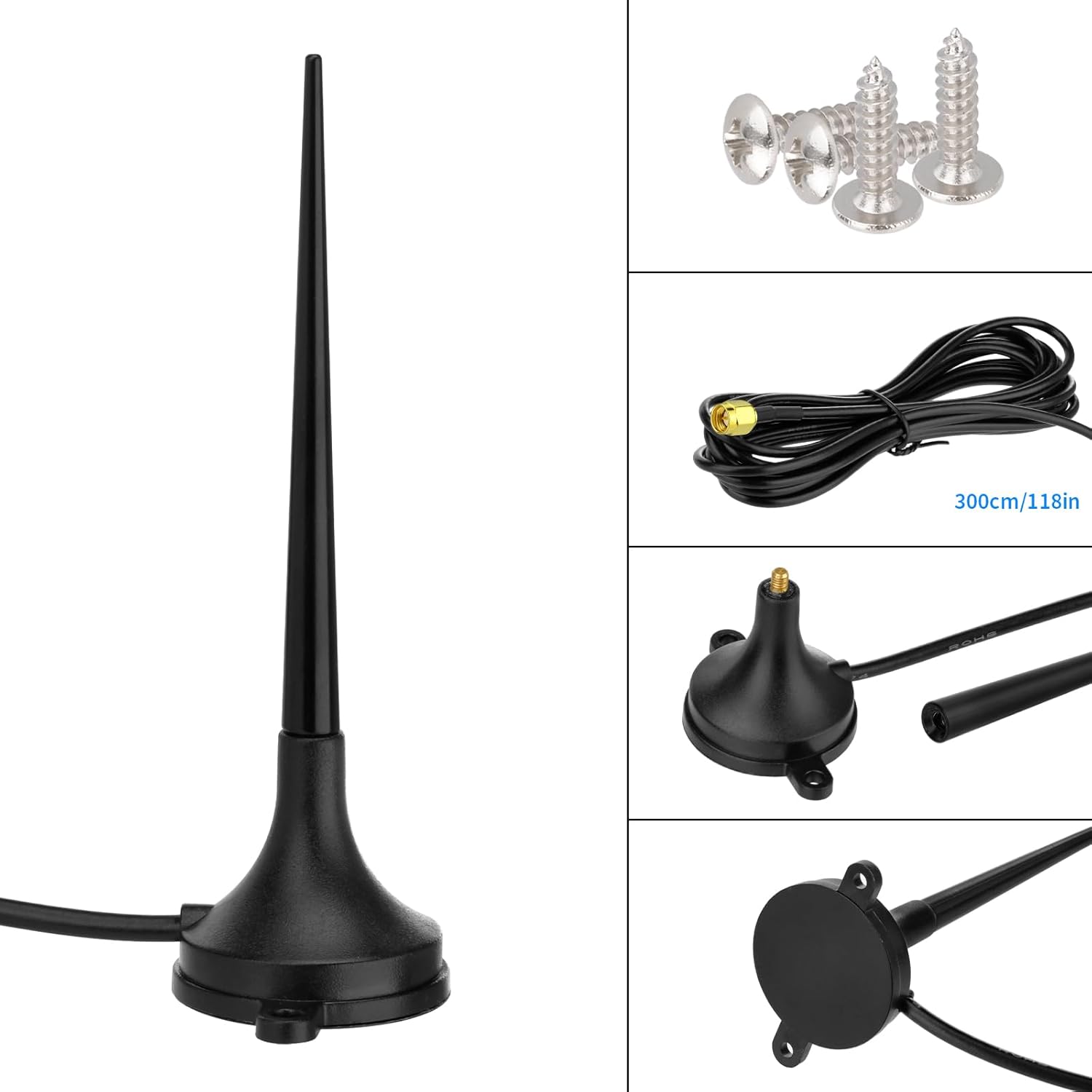 Eightwood 4G LTE GSM Antenna MIMO SMA Male Antenna Magnetic Base (2-Pack) for 4G LTE CPE Router Mobile Hotspot Cellular Gateway Industrial IoT