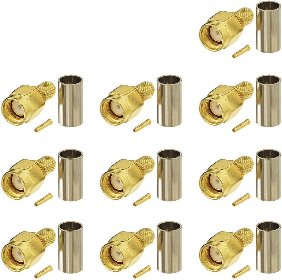 Eightwood Wlan Adapter RP SMA Stecker RP-SMA PCB Stecker DIY PCB Mount Straight Crimp 10 Stücke für Wireless Module LMR195 RG58 RG400 RG142 RF Kabel MEHRWEG