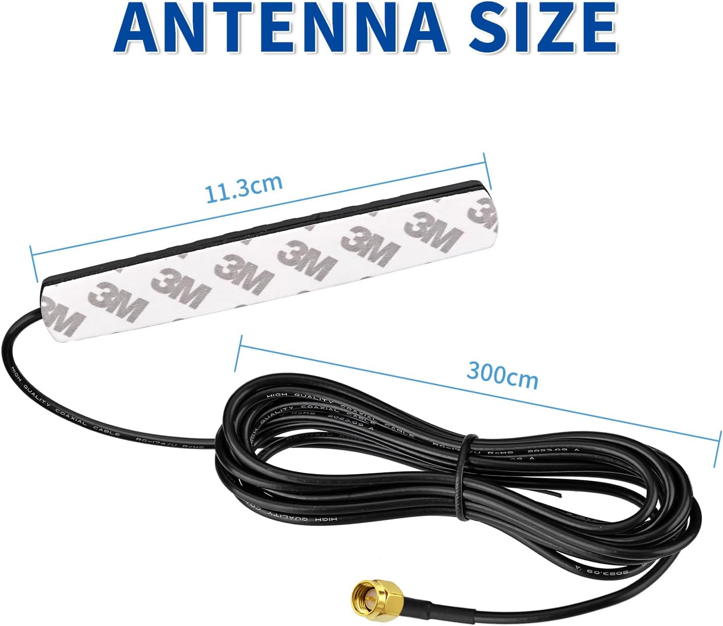 Eightwood DAB+ DAB Antenne SMA Adapter DAB Auto Radio Antenne Patch Aerial Glas Mount Windshield Antenne mit SMA Stecker 300CM Antenne für Blaupunkt Pioneer Clarion Alpine usw.