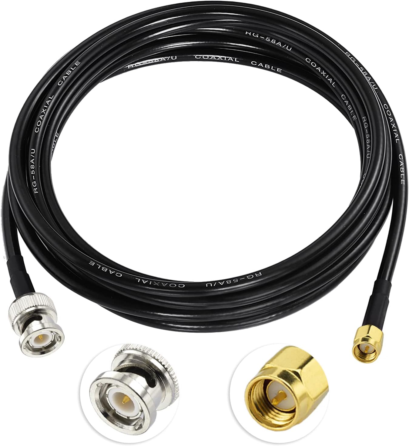 Eightwood CB Antennenkabel SMA Stecker auf BNC Schwanzkabel Verlängerung Kabel CB Antenne RG58 300 cm für Antenne SMA 4G PC LAN TYT Taschenradio tragbar