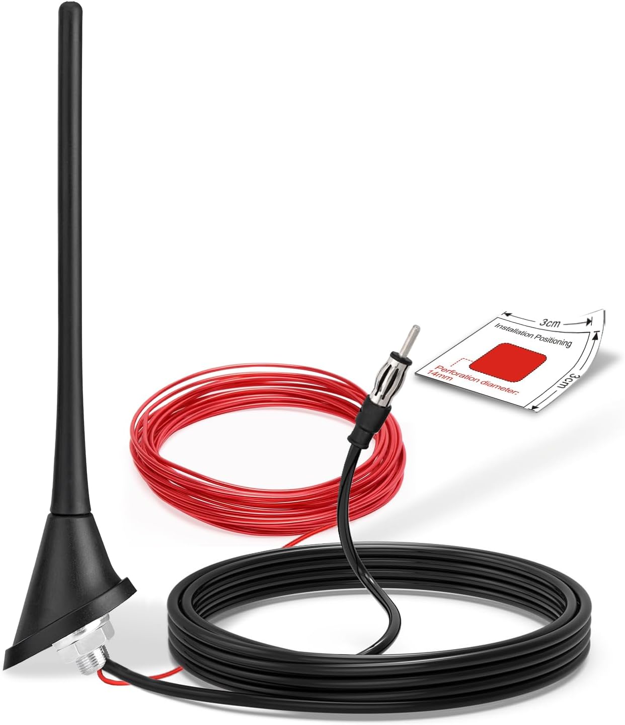 Eightwood Auto antenne Dach Aktive Antenne Auto mit Verstärker fm am Autoradio antenne kurz + 5M Kabel für Auto LKW SUV Stereo Receiver Media Head Units Digital Radio FM Tuner usw.