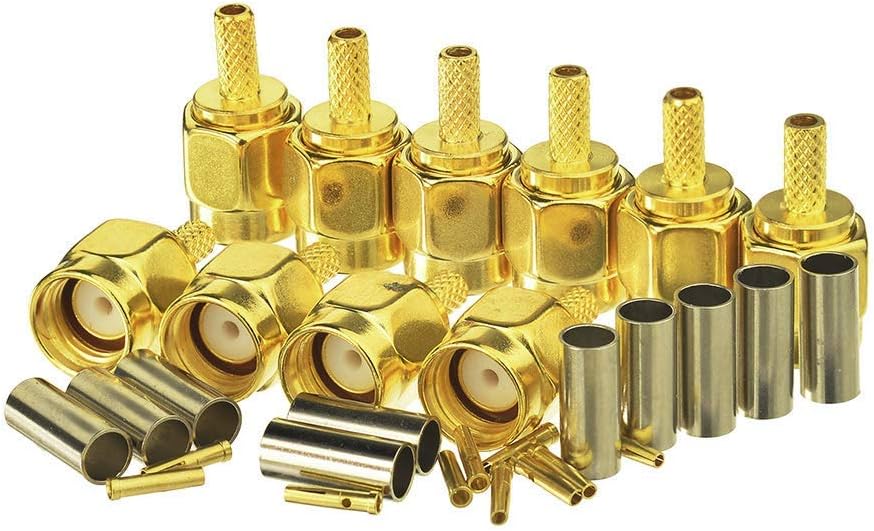 Eightwood RP SMA Stecker WLAN Adapter RP-SMA PCB Stecker DIY PCB Mount Straight Crimp 10 Stücke für Wireless Module RG174 RG316 LMR100 RF Kabel MEHRWEG