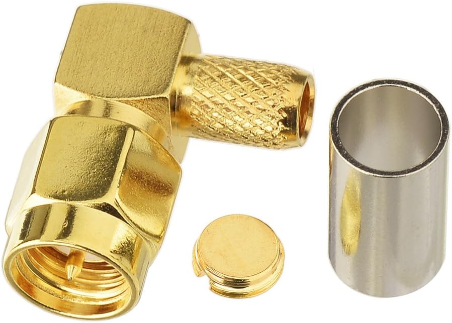 Eightwood SMA Stecker Männlich Rechtwinklig Steckverbinder Crimp 10 Stücke für RG58 Ham Radio Homematic CCU3 Raspberry Pi 4G DTV 4G Router WiFi Router Mobiler Hotspot DAB Antenne MEHRWEG