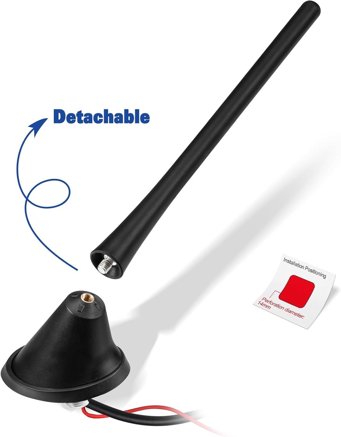 Eightwood Auto antenne Dach Aktive Antenne Auto mit Verstärker fm am Autoradio antenne kurz + 5M Kabel für Auto LKW SUV Stereo Receiver Media Head Units Digital Radio FM Tuner usw.