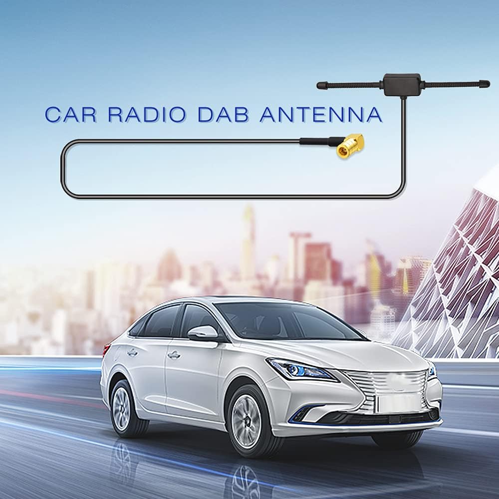 Eightwood DAB+ Antenne DAB Auto Radio Antenne SMB Adapter Patch Aerial Glas- Mount Windshield Antenne mit SMB Right Angle Plug 3 Meter 9.8ft Antenne für Auto Radio DAB MEHRWEG