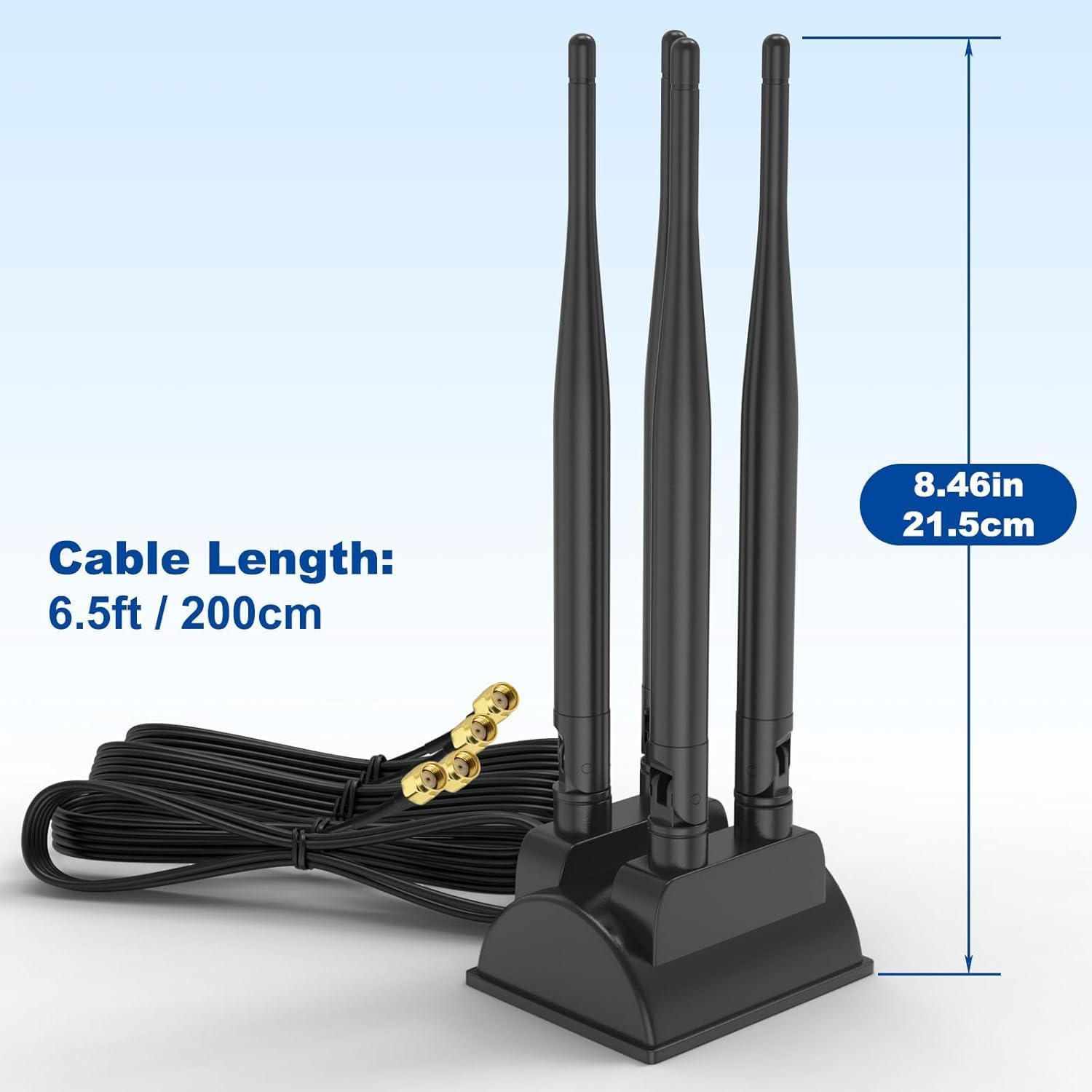 Eightwood Dual Band WiFi 6 Antenna 2.4GHz 5GHz, 4 RP-SMA Connector WiFi Antenna Magnetic Base for PC Desktop Computer PCIe Bluetooth Card Wireless Router and Access Point