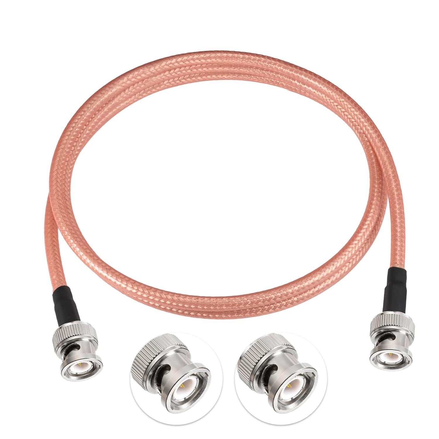 Eightwood BNC Male to BNC Male Adapter Low Loss RG400 Cable 3 Feet for CB Ham Radio Antenna Oscilloscope Spectrum Analyzer Signal Generator