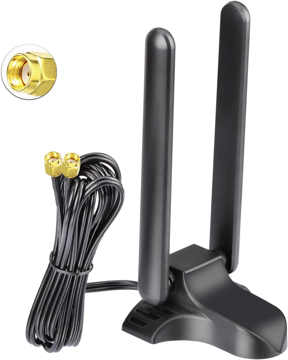Eightwood WiFi 6E Antenne WLAN Signal Verstärker Tri-Band Magnetic Base mit RP-SMA 2M Verlängerungskabel für Wi-Fi Router Karten PCI Karte PC Bluetooth Mainboard