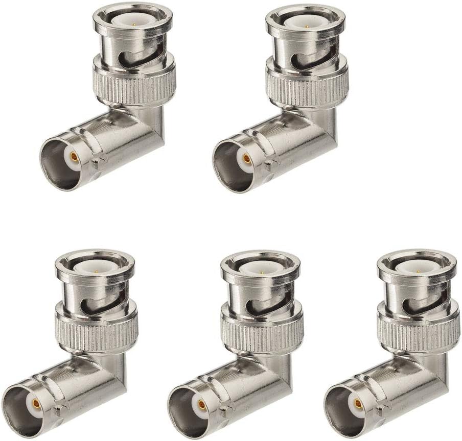 Eightwood 5pcs BNC Male to Female Elbow Right Angle Adapter 50ohm