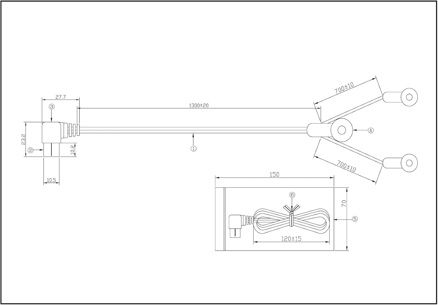 Eightwood FM Dipol Antenne 75ohm Unbal Push On Female Pal Connector TV Adapter Y Tuner für Yamaha Sony Bose Sherwood Pioneer Oenon Onkyo Audio Radio MEHRWEG