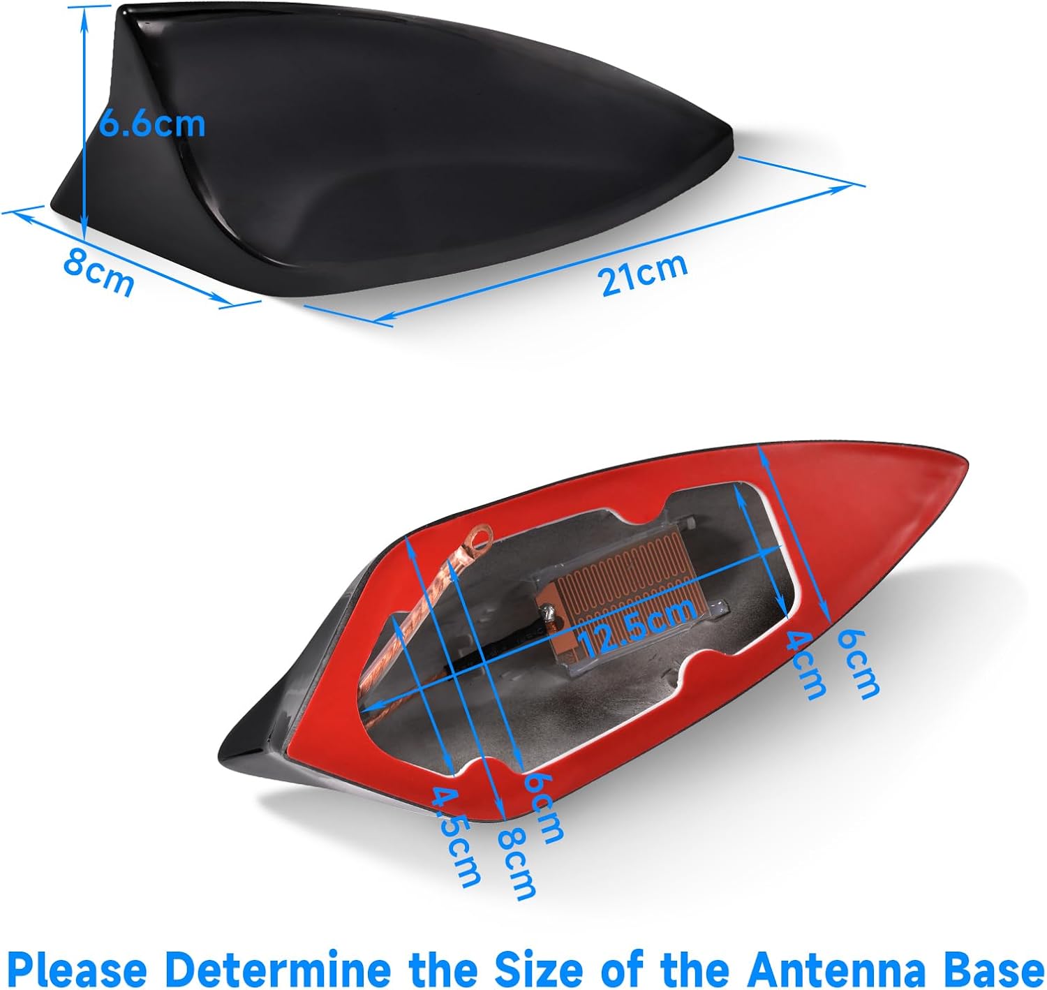 Eightwood Shark Antenne Auto Haifisch Antenne AM FM Radio Antenne Auto Antenne Kurz Dachantenne Universal Shark Fin Roof Antenna mit Verstärker Schwarz