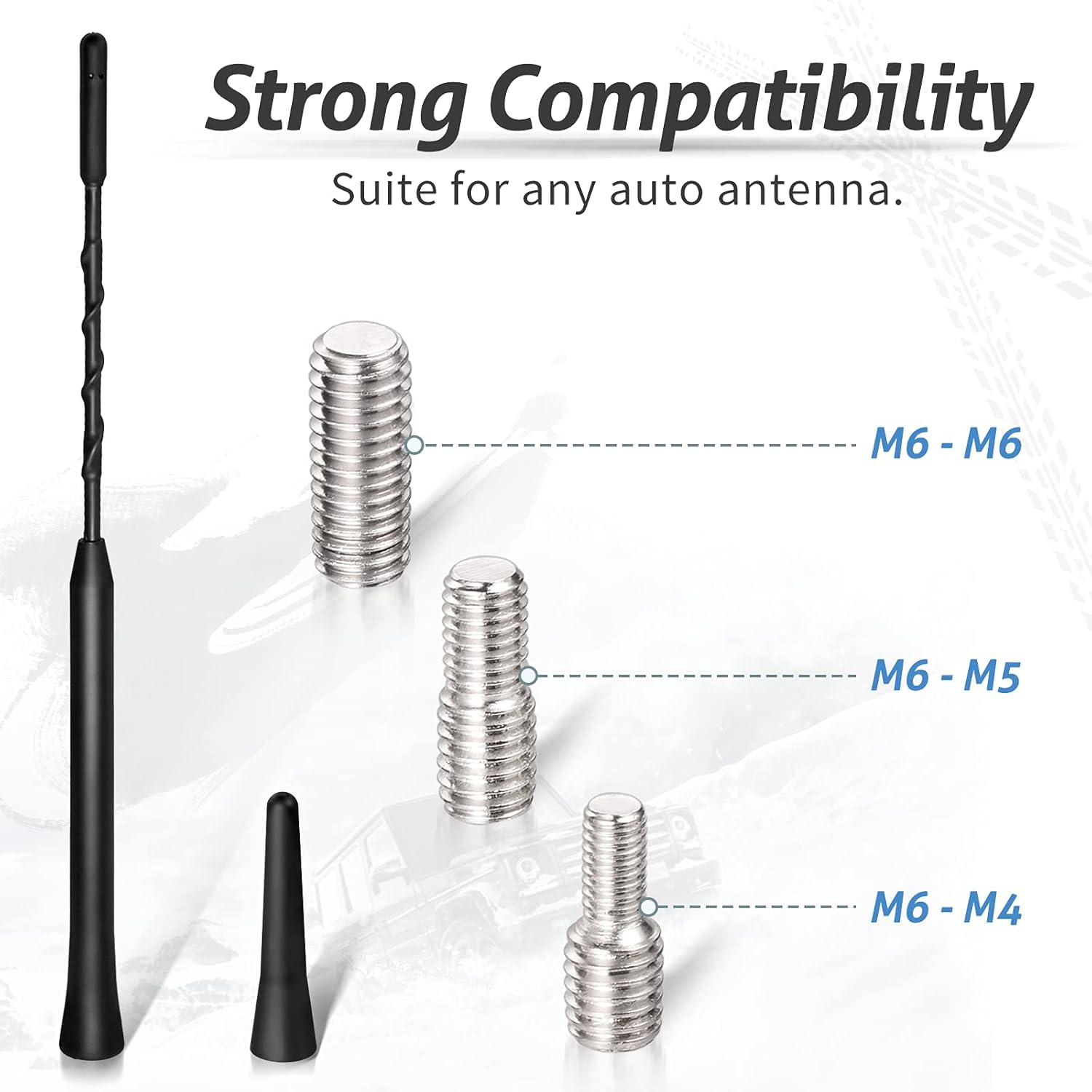 Eightwood Autoantenne Auto Antenne 6,5cm + 23cm Dachantenne Auto Mini Autoradio Antenne Kurz Ersatzantennenstab Autoantenne mit starker FM/AM/DAB Empfangsfunktion