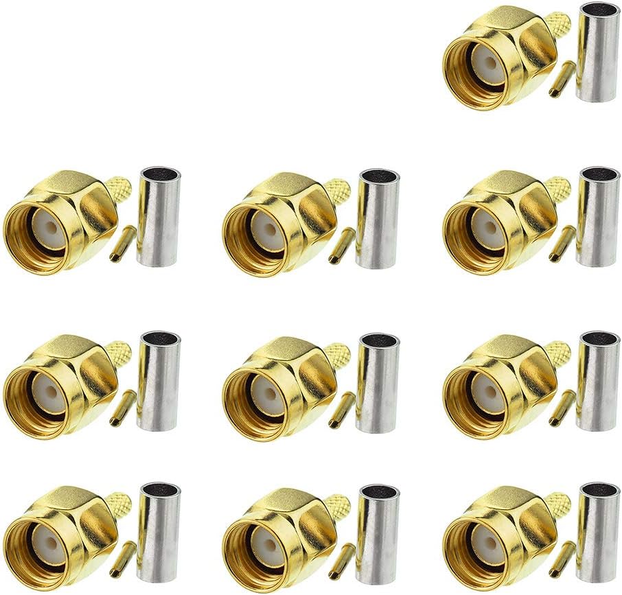 Eightwood RP SMA Stecker WLAN Adapter RP-SMA PCB Stecker DIY PCB Mount Straight Crimp 10 Stücke für Wireless Module RG174 RG316 LMR100 RF Kabel MEHRWEG