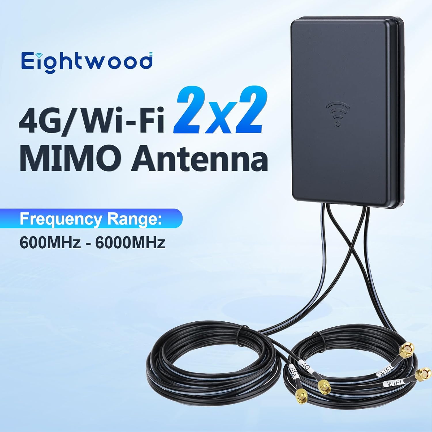 Eightwood 4G LTE & Dual WiFi 6E MIMO Kombi-Antenne 5dBi 2X SMA + 2X RP-SMA Anschluss IP65 Industrie-Grade 600-6000MHz für 4G LTE/3G WiFi 6E Router Bluetooth Zigbee IoT