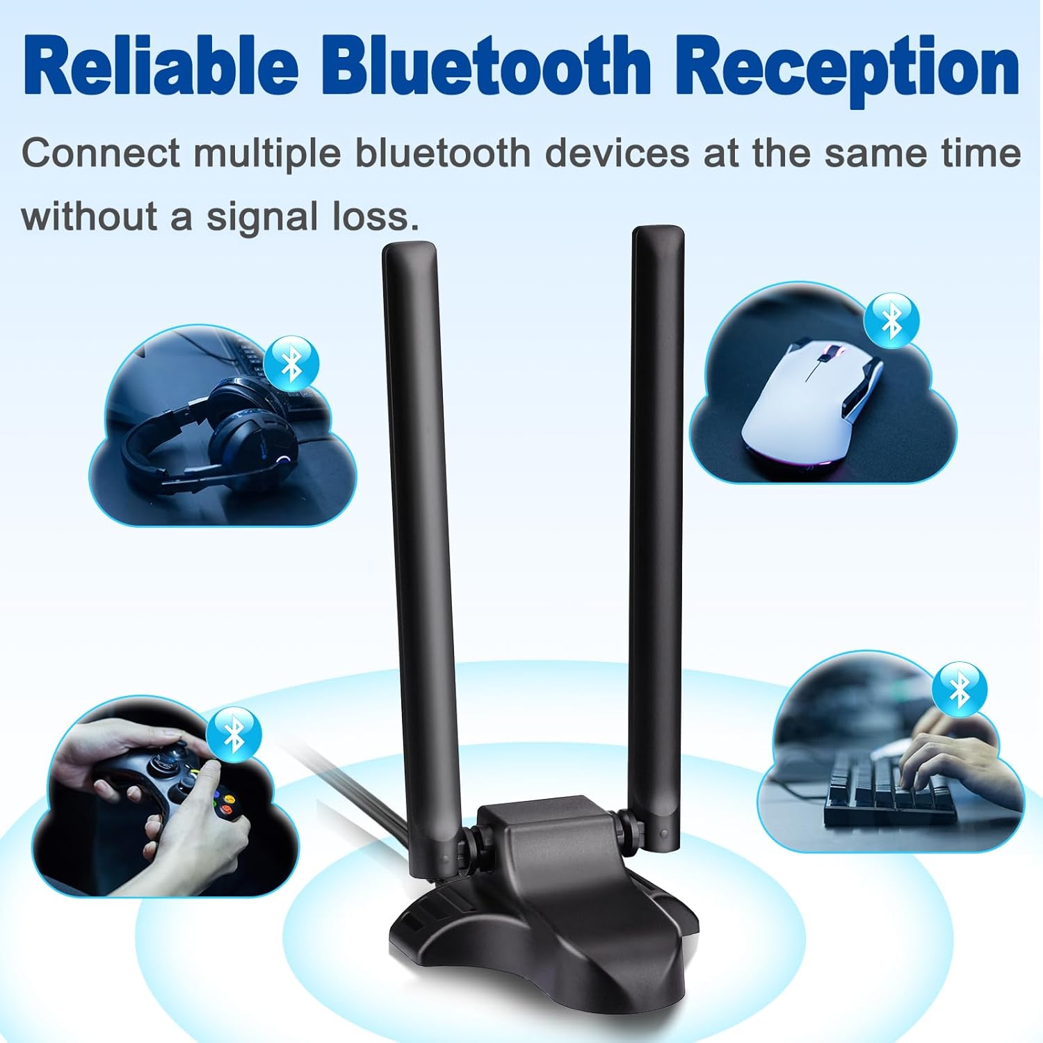 Eightwood PC WiFi Antenna Dual Band 2.4GHz 5GHz RP-SMA WiFi Antenna with 6.5 Feet Extension Cable for Desktop Computer PCIe WiFi Card