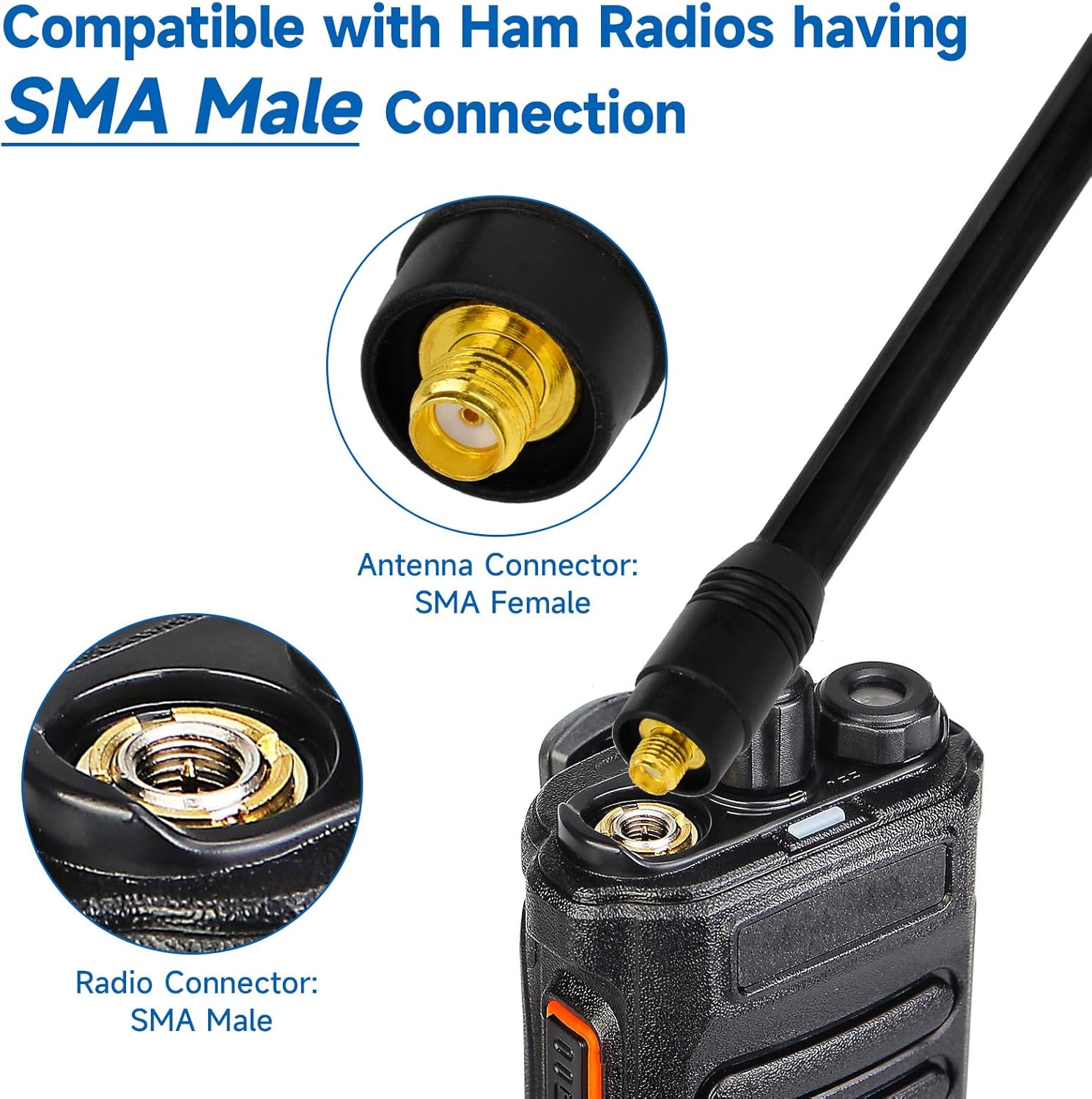 Eightwood Walkie Talkie Antenne Dual Band Radio Antenne Handheld Radio Antenne 144/430 MHz Funkgerät Antenne SMA Telescopic Antenne für Ham Radio Baofeng UV-82 UV-5R RT Quansheng Kenwood Amateur Radio
