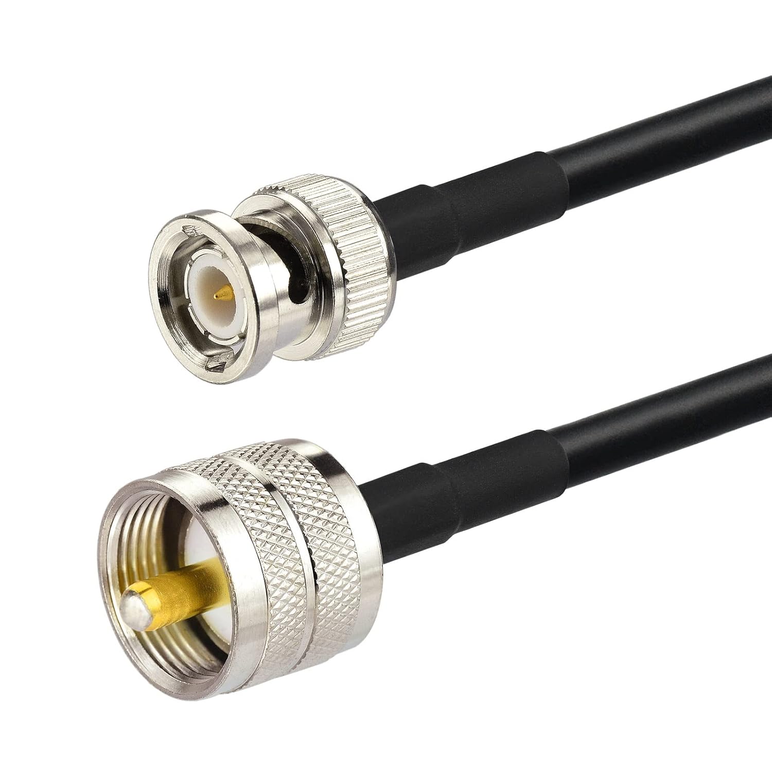 Eightwood Handheld Radio Antenna Adapter Cable UHF PL259 Male to BNC Male Coax RG58 Jumper 10 Feet for CB Radio, Ham Radio, VHF Radio, Antenna Analyzer