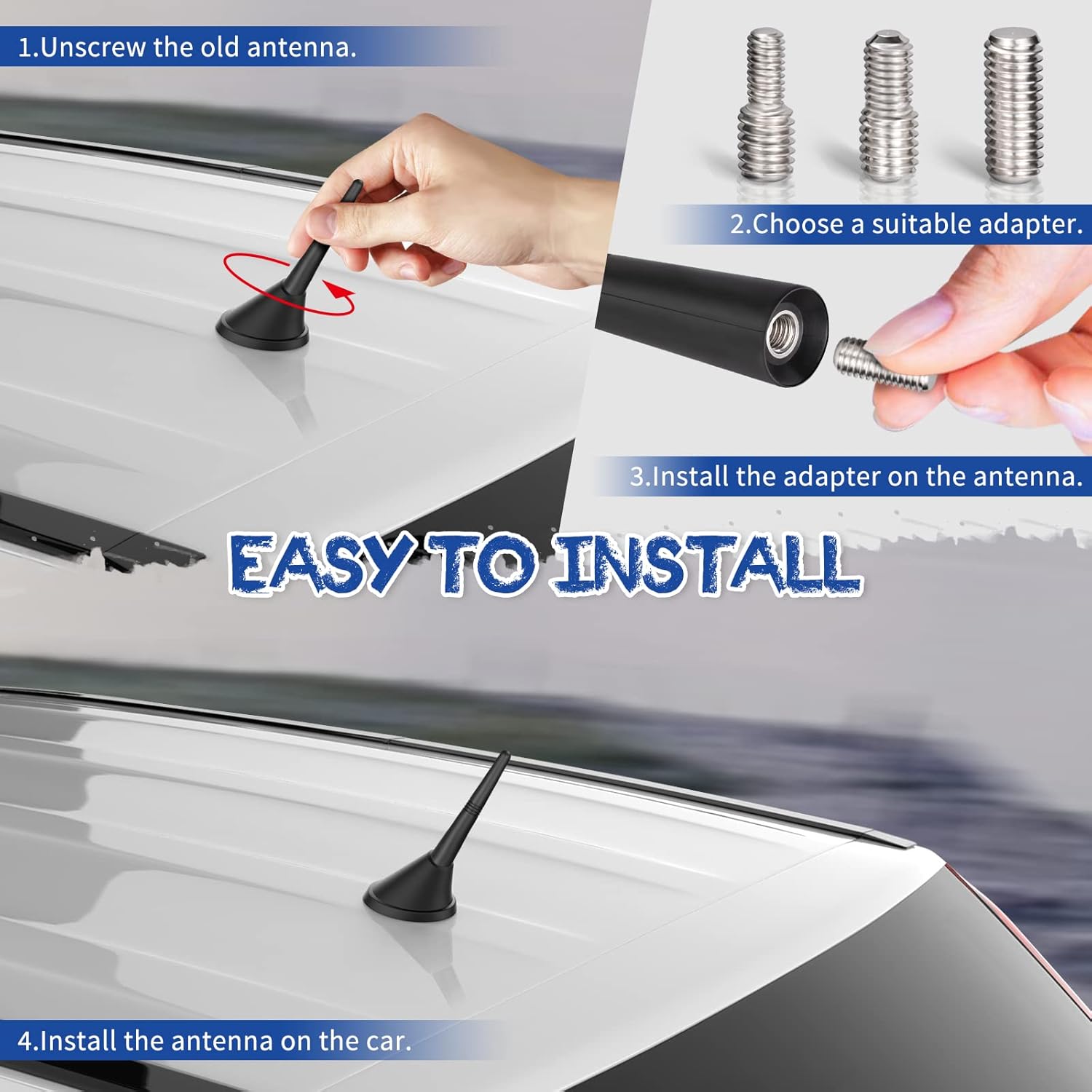 Eightwood Autoantenne FM DAB Antenne Auto 9.2cm Dachantenne Auto Mini Autoradio Antenne kurz mit starker FM/AM/DAB Empfangsfunktion