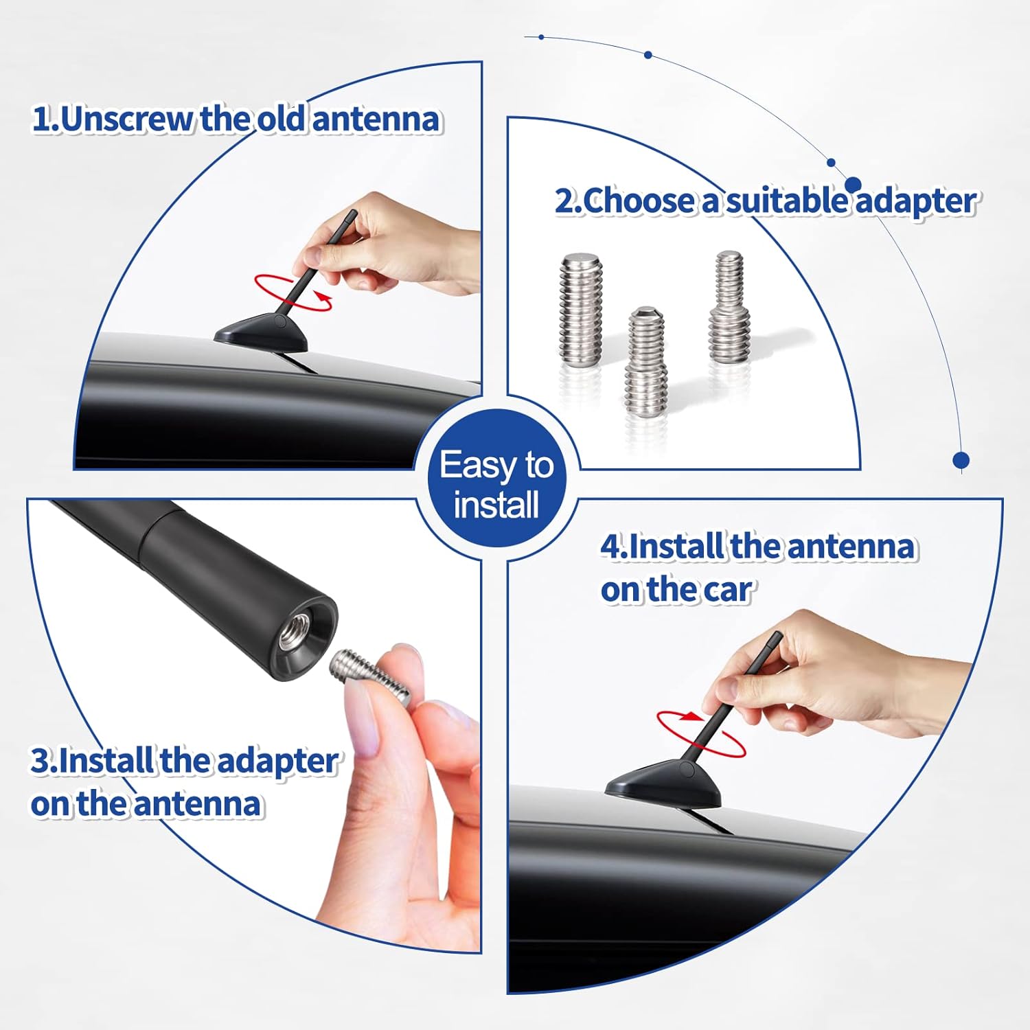 Eightwood Autoantenne Universal Auto Antenne FM DAB 17.5cm Dachantenne Auto Autoradio Antenne mit leistungsstarker FM/AM/DAB Empfangsfunktion