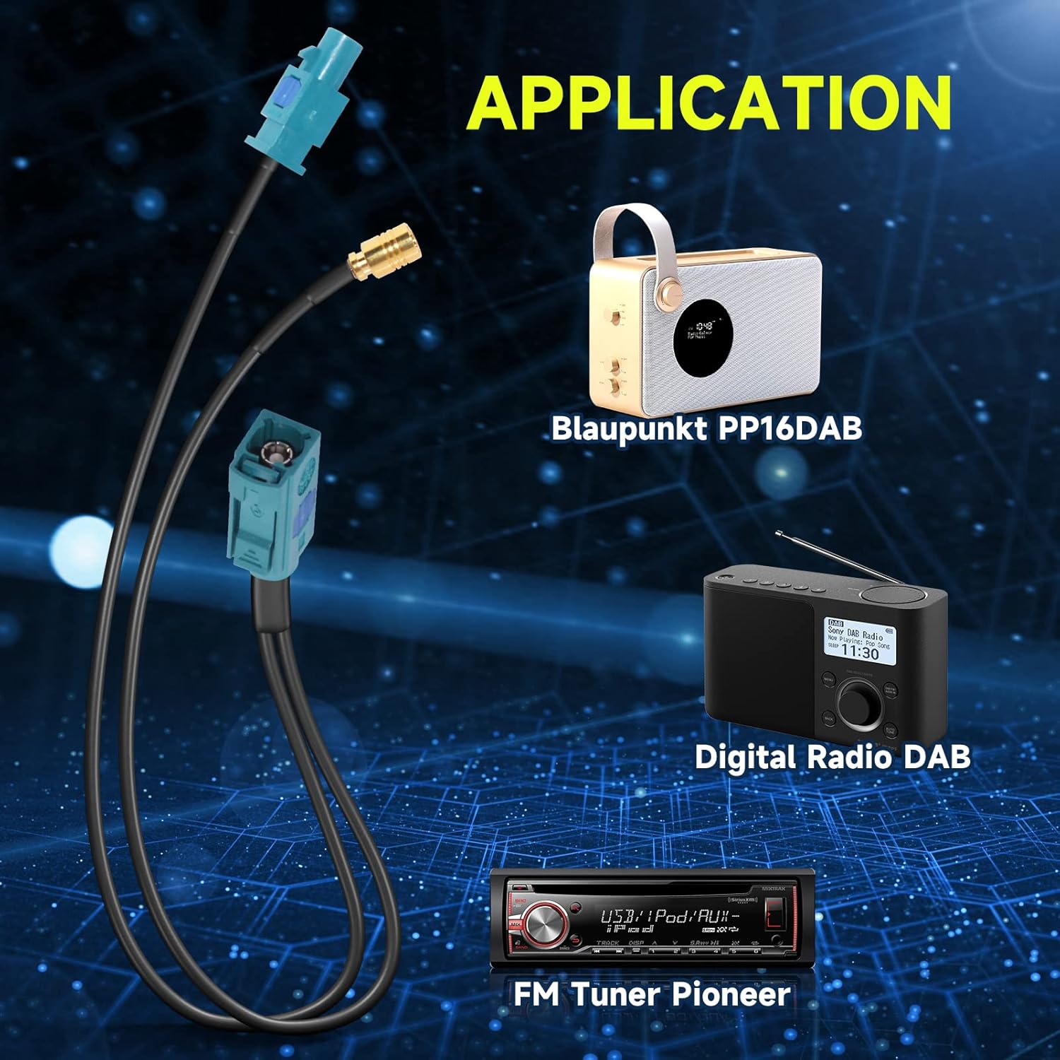 Eightwood DAB DAB+ Antenne SMB Autoradio Antennensplitter Fakra Z Stecker auf Fakra Z Buchse Pigtail Kabel RG174 12inch 30cm für Digitalradio Empfang Blaupunkt Beat TechniSat MEHRWEG