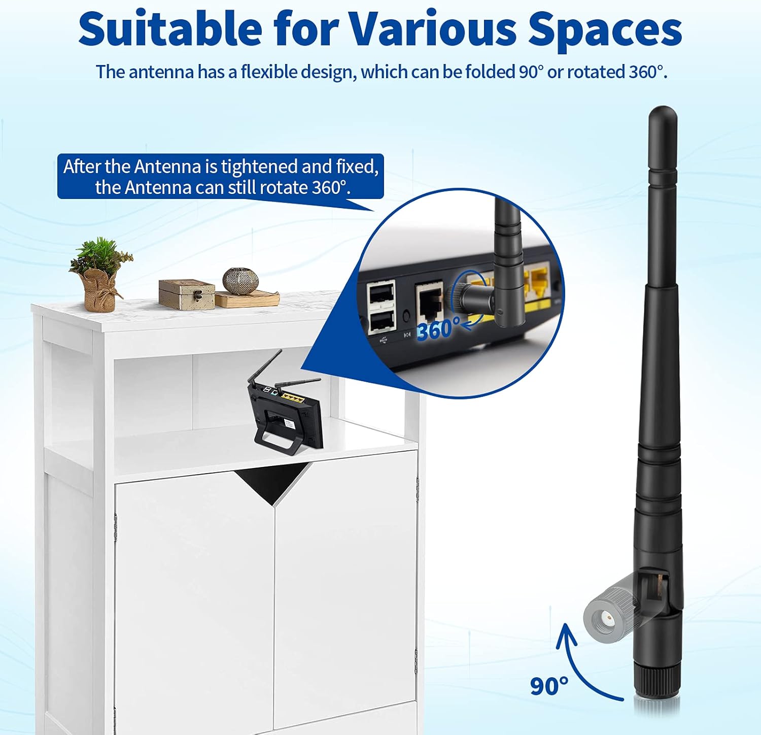 Eightwood WLAN Antenne 2.4G Antenne 5dBi Kipp-und-Schwenkbar RP SMA WLAN Antenne 2 Stücke für WiFi Card WLAN PCI Karten Wirelesse Router Bluetooth ZigBee MEHRWEG