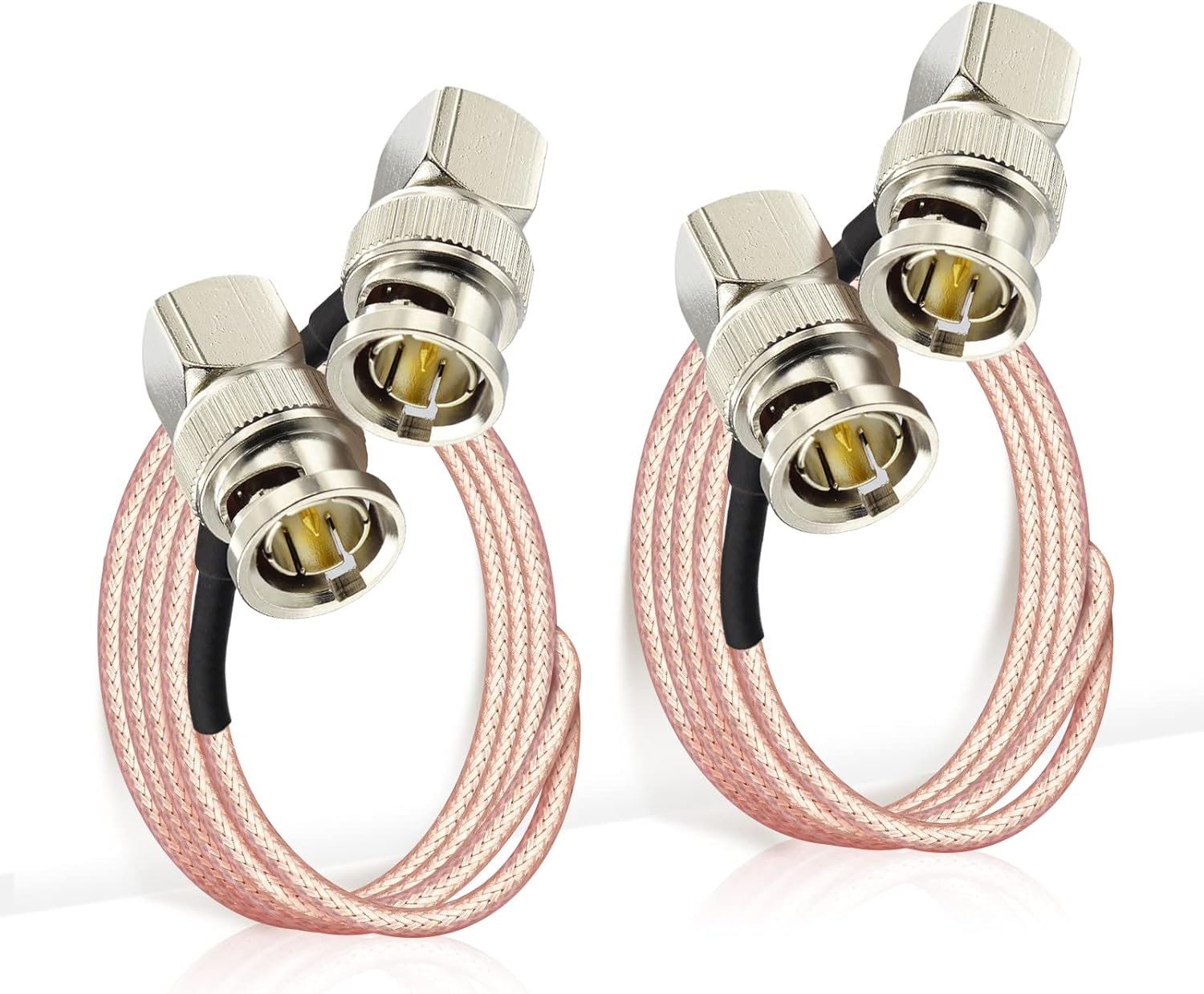Eightwood SDI Cable 2 Pieces BNC Angle Plug BNC Cable Male to Male 50 cm RG179 Coaxial for BMCC Blackmagic BMPCC HD Video Camera Flexible Multi-Way